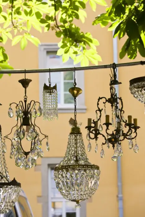 Framed Print : GERMANY, Baden-Wurttemberg, Stuttgart. Flea market, chandeliers Framed Print : GERMANY, Baden-Wurttemberg, Stuttgart. Flea market, chandeliers