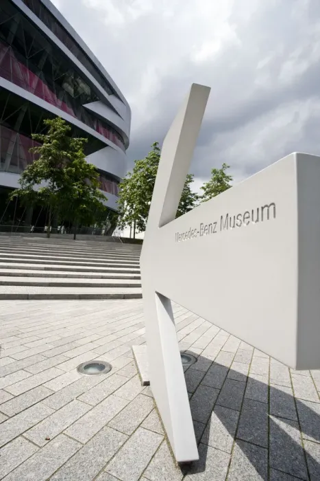 Framed Print : GERMANY, Baden-Wurttemberg, Stuttgart. Mercedes Benz Museum, sign