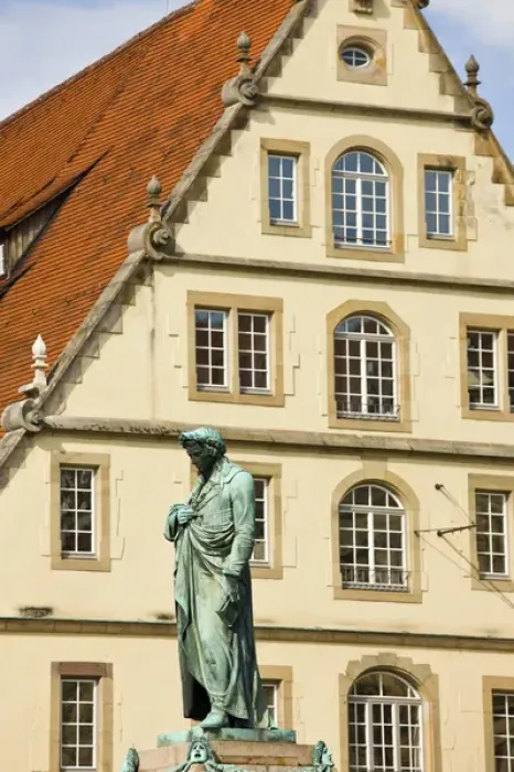 Framed Print : GERMANY, Baden-Wurttemberg, Stuttgart. Statue of Schiller, poet
