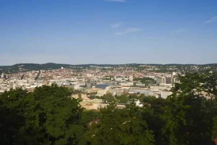 Framed Print : Germany, Baden-Wurttemberg, Stuttgart, View from Uhlandshohe, morning