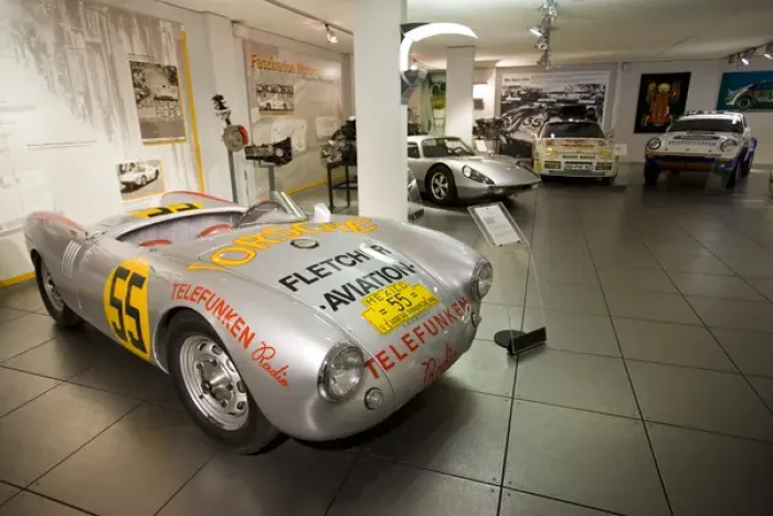 Framed Print : GERMANY, Baden-Wurttemberg, Stuttgart-Zuffenhausen. Porsche Car Museum, Porsche spider racing car