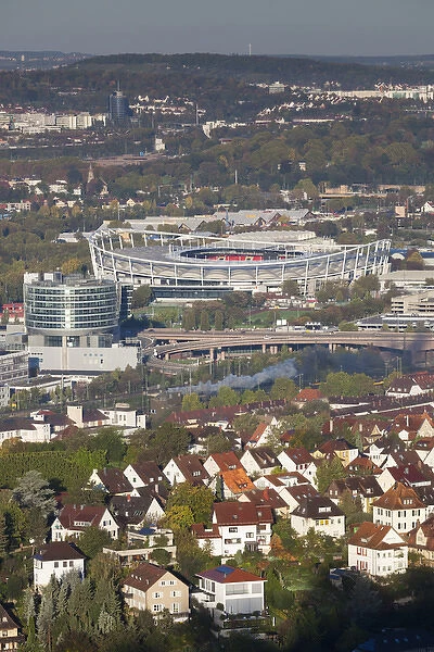 Germany, Baden-Wurttemburg, Stuttgart-Unter-Turkheim, elevated view of Mercedes-Benz