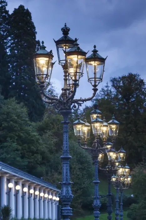 Framed Print : Germany, Baden-Wurttemburg, Baden-Baden, Kurhaus area streetlights, dusk Framed Print : Germany, Baden-Wurttemburg, Baden-Baden, Kurhaus area streetlights, dusk