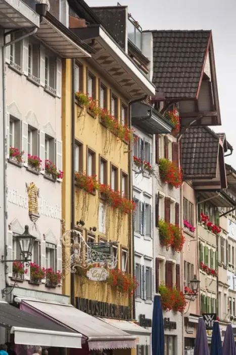 Framed Print : Germany, Baden-Wurttemburg, Black Forest, Waldshut-Tiengen, Waldshut, buildings along Framed Print : Germany, Baden-Wurttemburg, Black Forest, Waldshut-Tiengen, Waldshut, buildings along