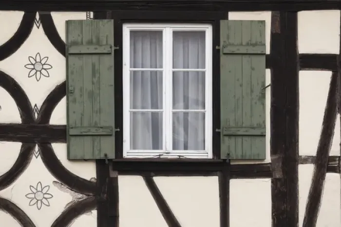 Framed Print : Germany, Baden-Wurttemburg, Black Forest, Alpirsbach, half timbered building Framed Print : Germany, Baden-Wurttemburg, Black Forest, Alpirsbach, half timbered building