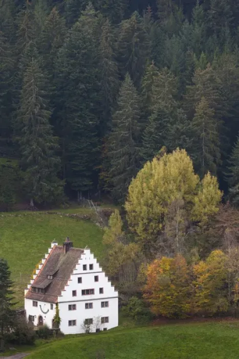 Framed Print : Germany, Baden-Wurttemburg, Black Forest, Lossburg, elevated famhouse view, fall Framed Print : Germany, Baden-Wurttemburg, Black Forest, Lossburg, elevated famhouse view, fall