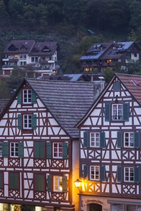 Framed Print : Germany, Baden-Wurttemburg, Black Forest, Schiltach, traditional building details, dawn Framed Print : Germany, Baden-Wurttemburg, Black Forest, Schiltach, traditional building details, dawn
