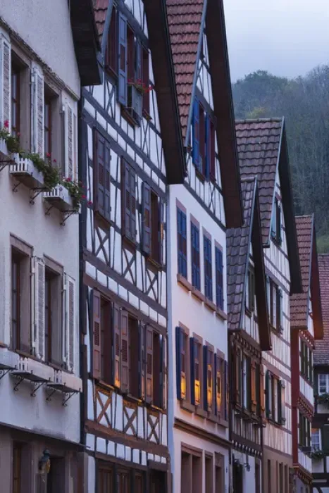 Framed Print : Germany, Baden-Wurttemburg, Black Forest, Schiltach, traditional building details, dawn Framed Print : Germany, Baden-Wurttemburg, Black Forest, Schiltach, traditional building details, dawn
