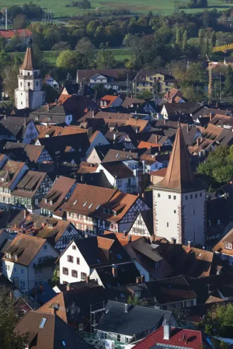 Framed Print : Germany, Baden-Wurttemburg, Black Forest, Gengenbach, elevated town view, fall Framed Print : Germany, Baden-Wurttemburg, Black Forest, Gengenbach, elevated town view, fall