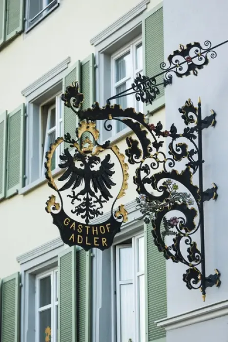 Framed Print : Germany, Baden-Wurttemburg, Black Forest, Bad Sackingen, Munsterplatz square, sign Framed Print : Germany, Baden-Wurttemburg, Black Forest, Bad Sackingen, Munsterplatz square, sign