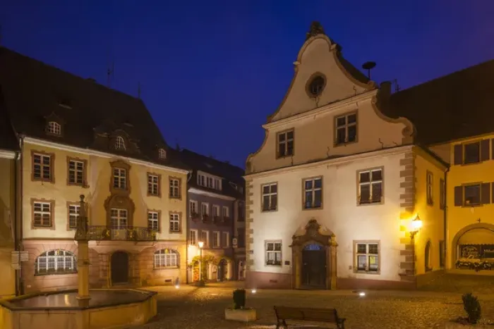 Framed Print : Germany, Baden-Wurttemburg, Kaiserstuhl Area, Endingen, buildings around the Marktplatz
