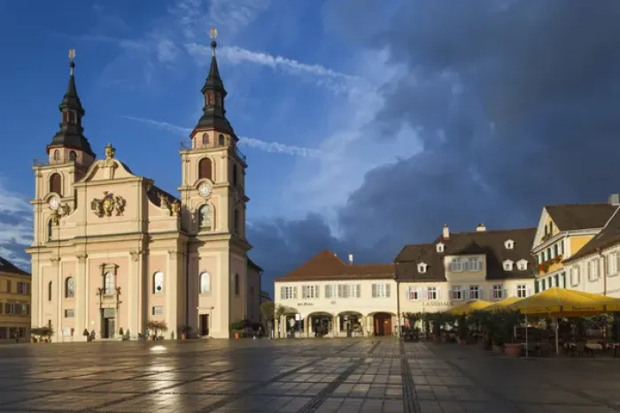 Framed Print : Germany, Baden-Wurttemburg, Ludwigsburg, Marktplatz, Statdtkirche church, dawn Framed Print : Germany, Baden-Wurttemburg, Ludwigsburg, Marktplatz, Statdtkirche church, dawn