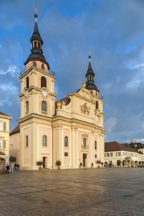 Framed Print : Germany, Baden-Wurttemburg, Ludwigsburg, Marktplatz, Statdtkirche church, dawn