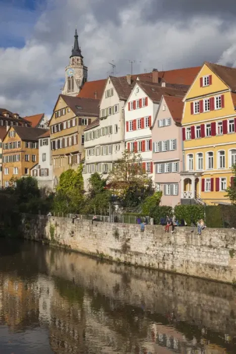 Framed Print : Germany, Baden-Wurttemburg, Tubingen, old town buildings along the Neckar River Framed Print : Germany, Baden-Wurttemburg, Tubingen, old town buildings along the Neckar River