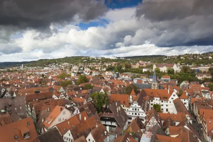 Framed Print : Germany, Baden-Wurttemburg, Tubingen, elevated town view Framed Print : Germany, Baden-Wurttemburg, Tubingen, elevated town view