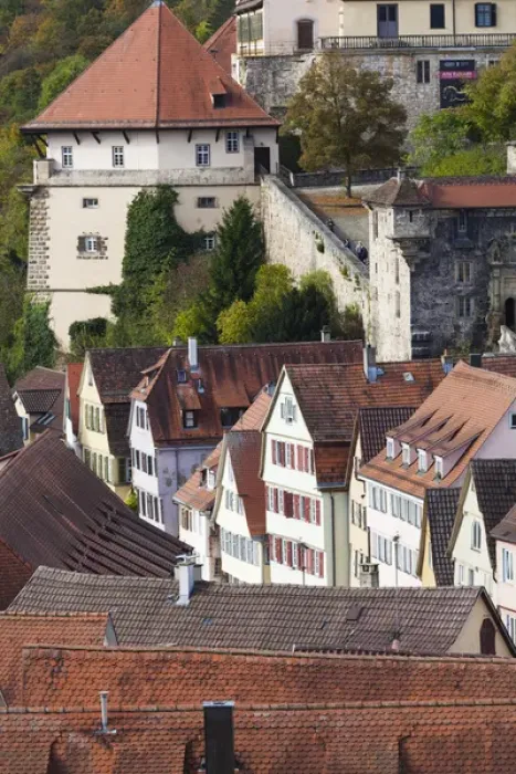 Framed Print : Germany, Baden-Wurttemburg, Tubingen, elevated town view towards the Schloss Palace Framed Print : Germany, Baden-Wurttemburg, Tubingen, elevated town view towards the Schloss Palace