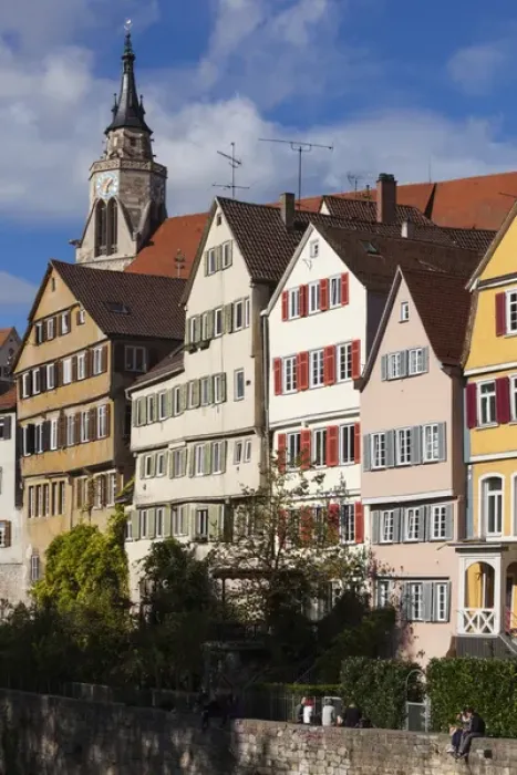 Framed Print : Germany, Baden-Wurttemburg, Tubingen, old town buildings along the Neckar River Framed Print : Germany, Baden-Wurttemburg, Tubingen, old town buildings along the Neckar River
