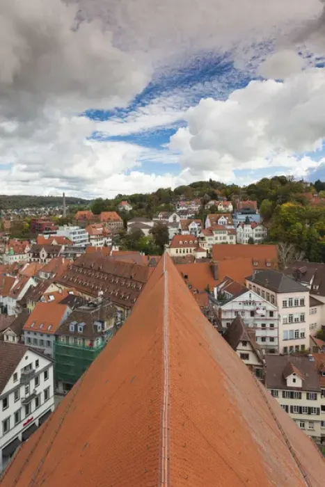 Framed Print : Germany, Baden-Wurttemburg, Tubingen, elevated town view Framed Print : Germany, Baden-Wurttemburg, Tubingen, elevated town view