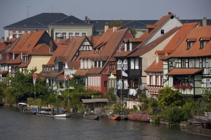 Framed Print : Germany, Bamberg. Little Venice (aka Klein Venedig), historic medieval Framed Print : Germany, Bamberg. Little Venice (aka Klein Venedig), historic medieval