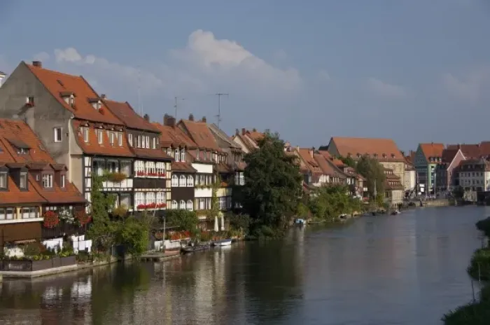 Framed Print : Germany, Bamberg. Little Venice (aka Klein Venedig), historic medieval former fisherman s Framed Print : Germany, Bamberg. Little Venice (aka Klein Venedig), historic medieval former fisherman s
