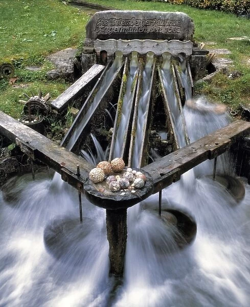 Germany, Bavaria, Almbachklamm. This marble mill on a stream near Almbachklamm in Bavaria