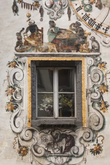 Framed Print : Germany, Bavaria, Bad Reichenhall, sgrafitto building detail