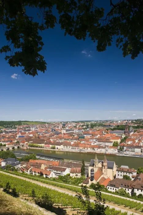 Framed Print : GERMANY, Bavaria, Bayern, Wurzburg. View from Festung Marienberg fortress with St Framed Print : GERMANY, Bavaria, Bayern, Wurzburg. View from Festung Marienberg fortress with St