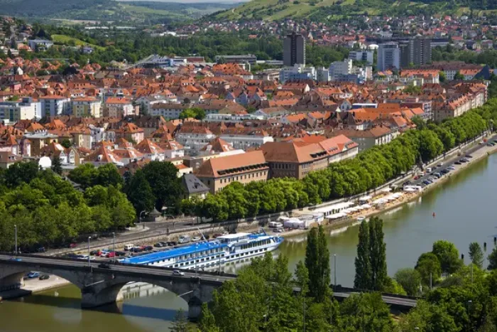 Framed Print : GERMANY, Bavaria, Bayern, Wurzburg. View from Festung Marienberg fortress