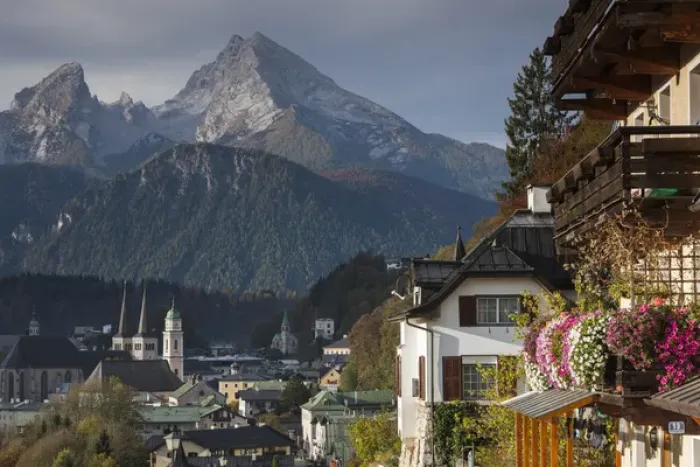 Framed Print : Germany, Bavaria, Berchtesgaden, elevated town view with Watzmann Mountain (el Framed Print : Germany, Bavaria, Berchtesgaden, elevated town view with Watzmann Mountain (el