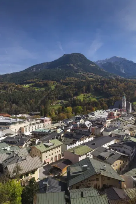 Framed Print : Germany, Bavaria, Berchtesgaden, elevated town view with mountains Framed Print : Germany, Bavaria, Berchtesgaden, elevated town view with mountains