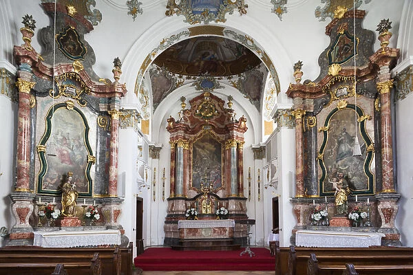 Germany, Bavaria, Fussen, Heilige Geist Spitalkirche church, interior