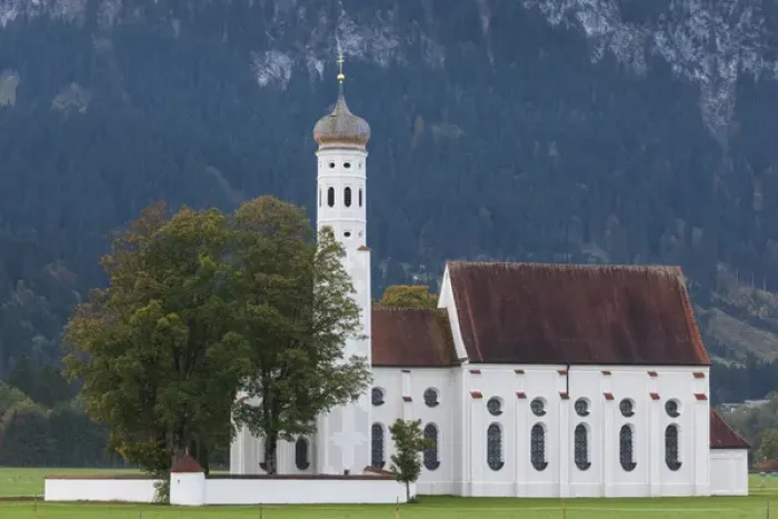 Framed Print : Germany, Bavaria, Hohenschwangau, St. Coloman church, dawn Framed Print : Germany, Bavaria, Hohenschwangau, St. Coloman church, dawn