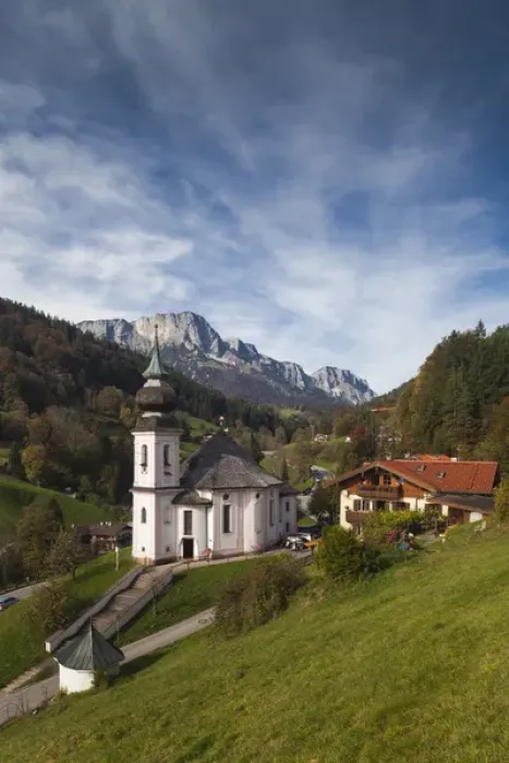 Framed Print : Germany, Bavaria, Maria Gern, Maria Gern village church, elevated view, fall Framed Print : Germany, Bavaria, Maria Gern, Maria Gern village church, elevated view, fall