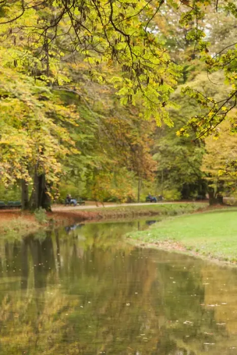 Framed Print : Germany, Bavaria, Munich, Englischer Garten park, fall foliage