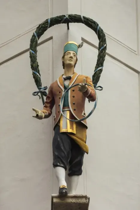 Framed Print : Germany, Bavaria, Munich, shopping district, Theatiner Strasse, building statue Framed Print : Germany, Bavaria, Munich, shopping district, Theatiner Strasse, building statue