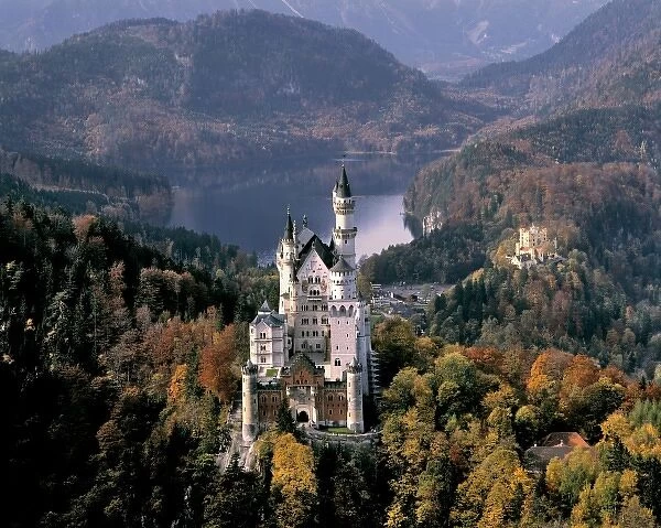 Germany, Bavaria, Neuschwanstein Castle. Autumn color adds additional beauty to Neuschwanstein