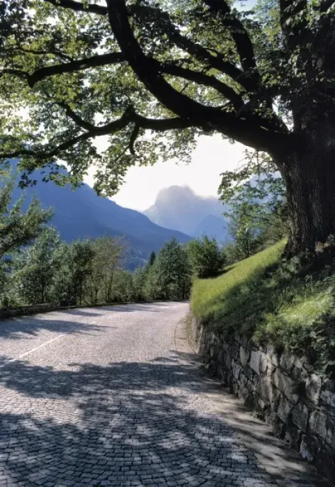 Framed Print : Germany, Bavaria, Ramsau. Areas of the Deutscher Alpenstrasse are still paved with Framed Print : Germany, Bavaria, Ramsau. Areas of the Deutscher Alpenstrasse are still paved with