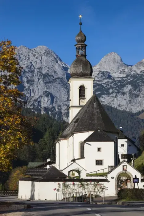 Framed Print : Germany, Bavaria, Ramsau, Ramsau church, fall Framed Print : Germany, Bavaria, Ramsau, Ramsau church, fall