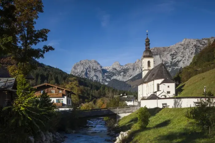 Framed Print : Germany, Bavaria, Ramsau, Ramsau church, fall Framed Print : Germany, Bavaria, Ramsau, Ramsau church, fall