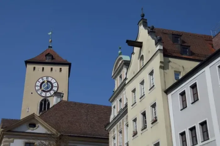 Framed Print : Germany, Bavaria, Regensburg. Historic clock tower Framed Print : Germany, Bavaria, Regensburg. Historic clock tower