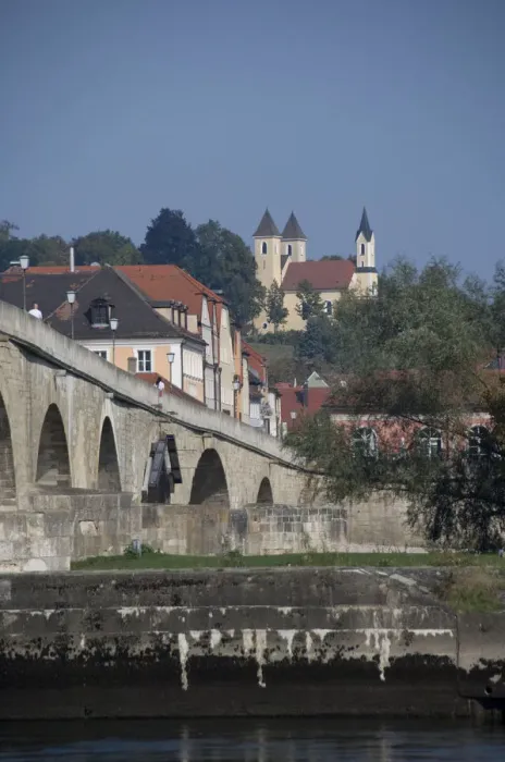 Framed Print : Germany, Bavaria, Regensburg. Historic landmark 12th century Stone Bridge Framed Print : Germany, Bavaria, Regensburg. Historic landmark 12th century Stone Bridge