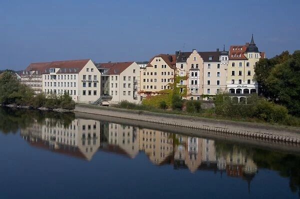 Germany, Bavaria, Regensburg. Sorat Insel Hotel & apartments along the Danube River at Regensburg