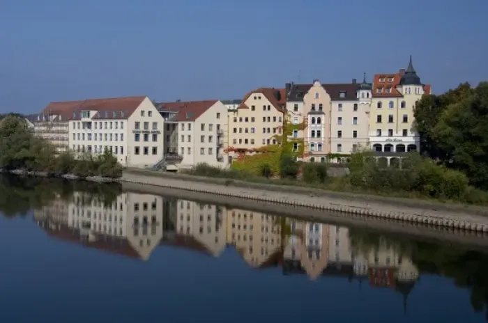 Framed Print : Germany, Bavaria, Regensburg. Sorat Insel Hotel & apartments along the Danube River at Regensburg Framed Print : Germany, Bavaria, Regensburg. Sorat Insel Hotel & apartments along the Danube River at Regensburg