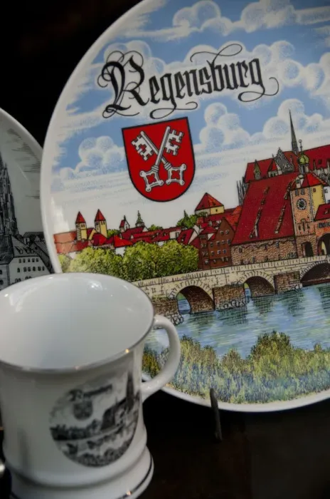 Framed Print : Germany, Bavaria, Regensburg. Typical German souvenirs from Regensburg