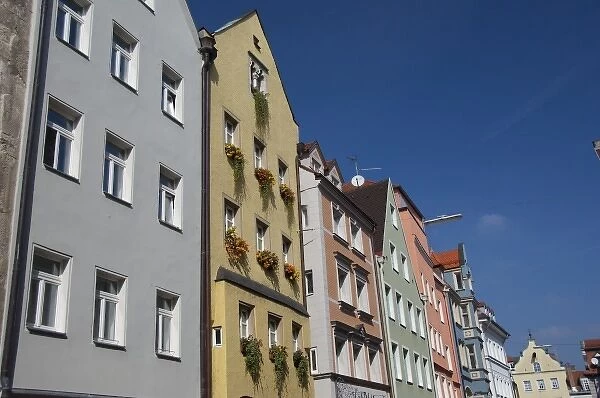 Germany, Bavaria, Regensburg. Typical historic architecture in downtown Regensburg