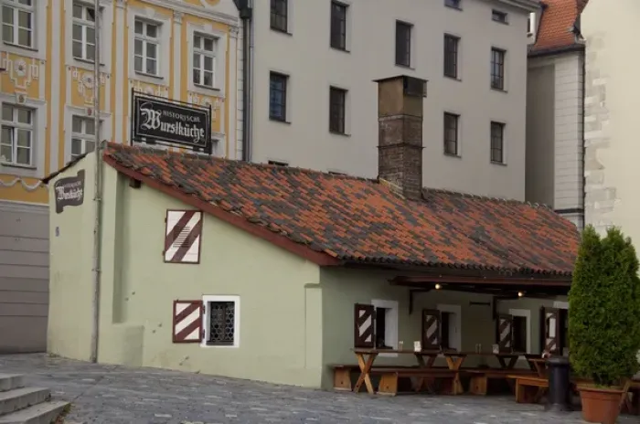 Framed Print : Germany, Bavaria, Regensburg. Wurstkuche, the oldest resturant in Germany, famous Framed Print : Germany, Bavaria, Regensburg. Wurstkuche, the oldest resturant in Germany, famous