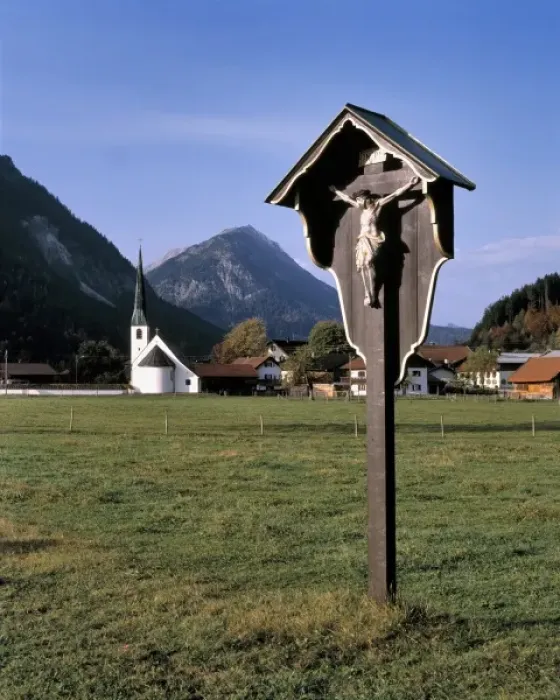 Framed Print : Germany, Bavaria. A roadside shrine marks the entrance to a village in Bavaria, Germany