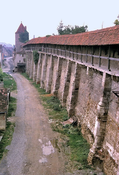 Germany, Bavaria, Rothenburg ob der Tauber. Tiled-covered walls still surround most