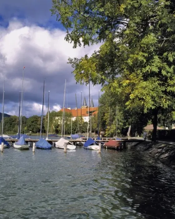 Framed Print : Germany, Bavaria, Tegernsee. Sail boats are covered against inclement weather near Framed Print : Germany, Bavaria, Tegernsee. Sail boats are covered against inclement weather near