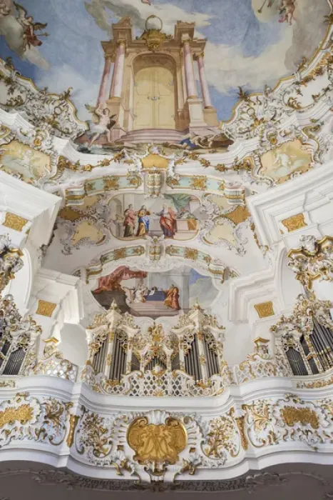 Framed Print : Germany, Bavaria, Wies, Wieskirche church, Bavarian rococo church by Dominikus Zimmerman Framed Print : Germany, Bavaria, Wies, Wieskirche church, Bavarian rococo church by Dominikus Zimmerman